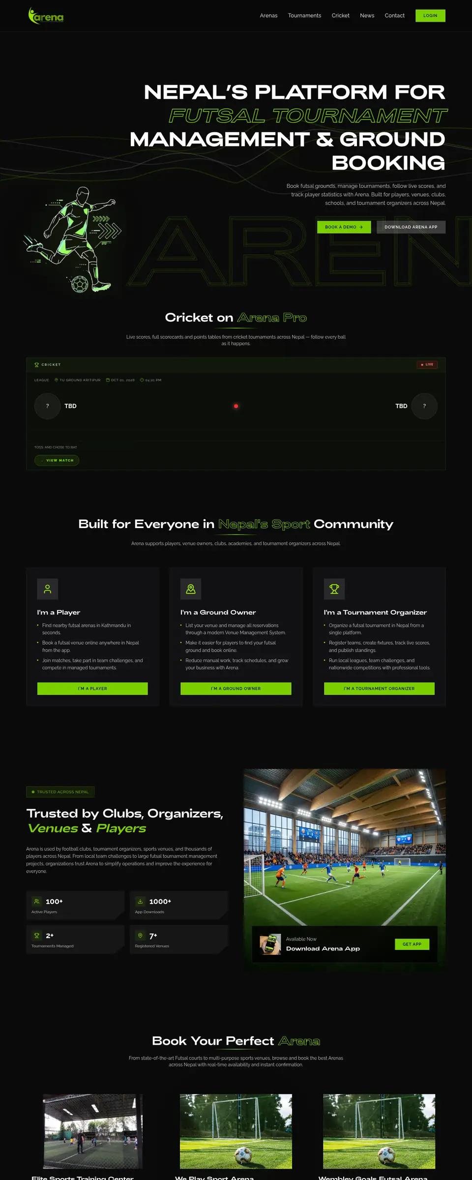 Arena Pro website on a laptop