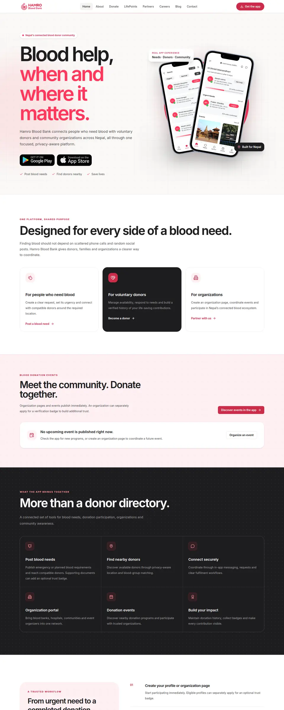 Hamro Blood Bank website on a laptop