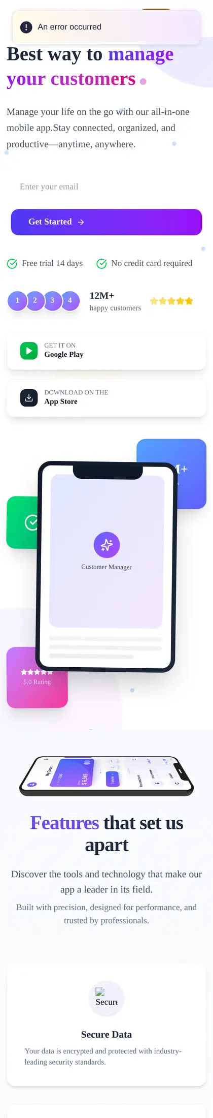 Cafe Management System mobile site on a phone